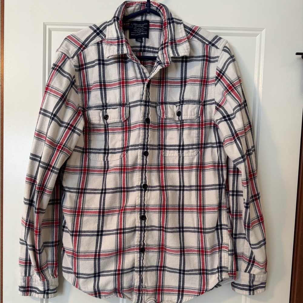 American Eagle Outfitters Red and Blue Plaid Shirt